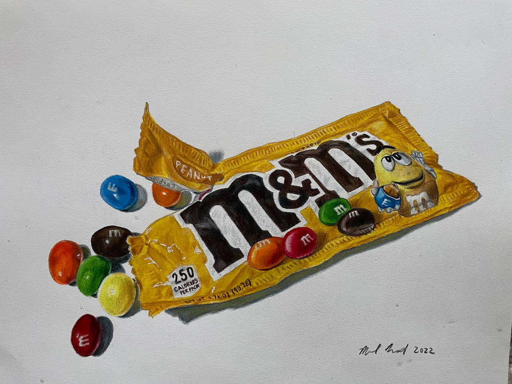 Peanut M&Ms, a traditional drawing by Mark Russinovich